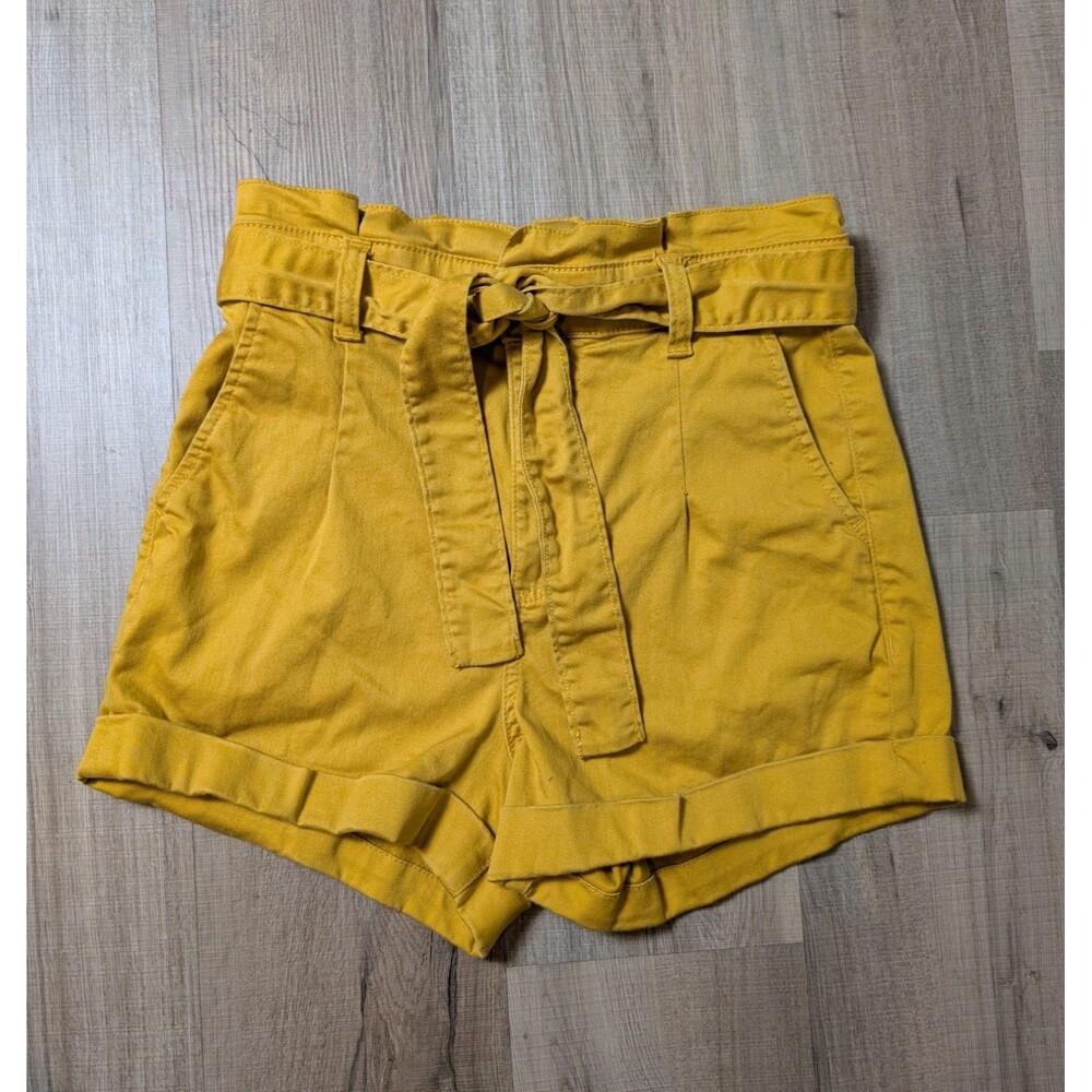 Express Size 8 Shorts Shortie Super High Rise Stretch Mustard Boho Retro - Picture 2 of 12
